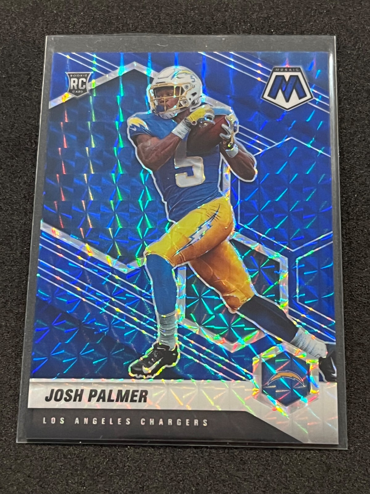 2021 Panini Mosaic Football Josh Palmer Rookie Blue Mosaic Prizm 8/99 #329