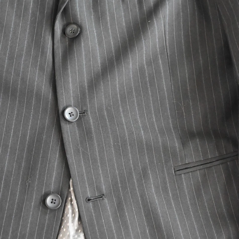 J Ferrar Modern Fit 42R 34x30 Gray Stripe Mens Coat Jacket Pants Suit - Image 3 of 4