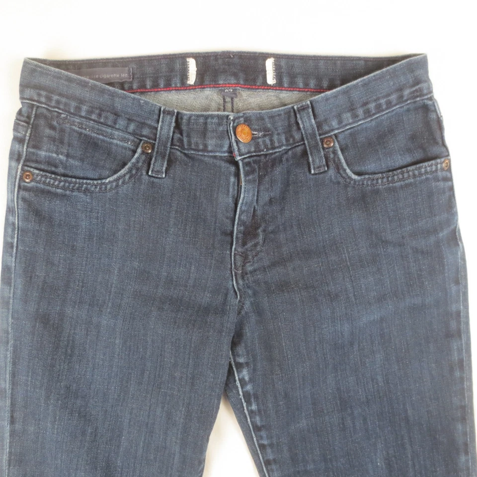 Pantalones de mezclilla y tela de papel para mujer 27/4 azul Audrey tiro bajo pierna de cigarrillo denim Foto 2 de 4