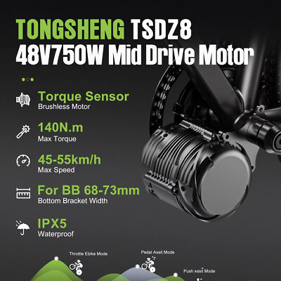 Tongsheng TSDZ8 48V 750W Mid Drive Motor Kit Torque Sensor Ebike