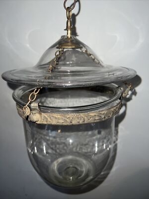 Antique R.Ditmar Anglo Indian Bell Jar Lantern Hundi Belgian Lamps Suspended (cl