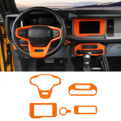   For Ford Bronco 2021+ Interior Steering Wheel Board GPS Trim Cover Full Orange