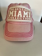 Miami Collection Pink Distressed Baseball Hat Cap By Robin Ruth Strapback New