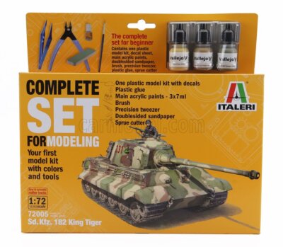 MODELLBAUSATZ STATISCHER PANZER ITALERI SD KFZ 182 KING TIGER 1945 1/72