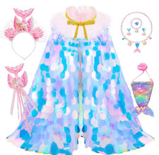 Cape de sirène Cosplay princesse Costume enfants dessin animé imprimé robe fille