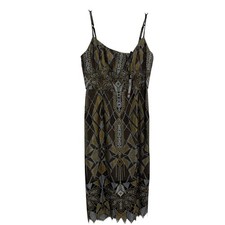 BCBG MAXAZRIA SIZE 2 Alese Dress Geo Lace Sheer Bottom Scallop Hem Metallic NWT