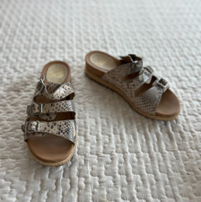 NWT S fft Snakeskin Triple Buckle Espadrille Slide Sandals 8.5M