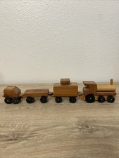 Wooden Train Set with Rolling Wheels, 4 Piece Set, Handmade