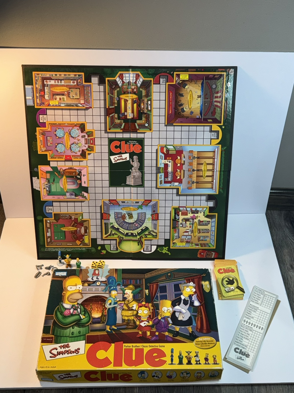 the simpsons Clue board Game Complete   2nd Edition