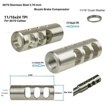 Stainless Steel 11/16X24 TPI Muzzle Brake F 458/450 Compensator W Crush Washer