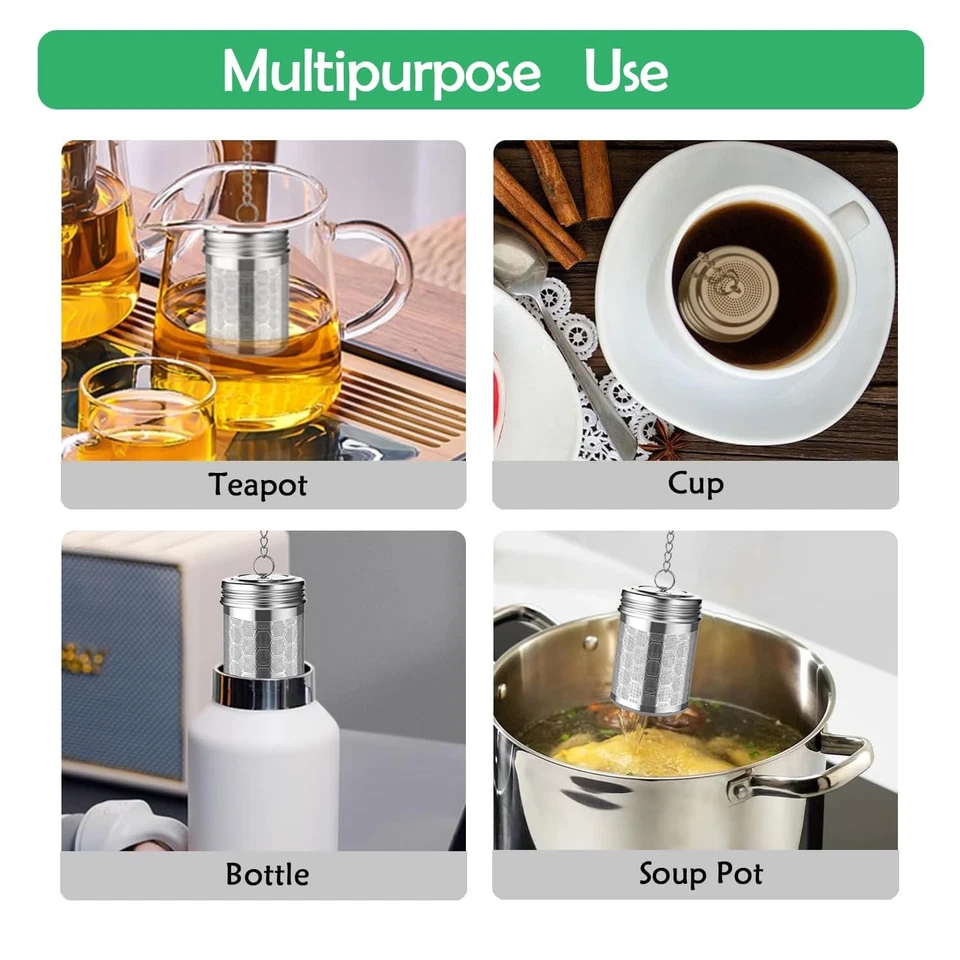 2 Pack Stainless Steel Tea Infusers, Extra Fine Mesh Strainers with Drip Trays - Image 4 of 4