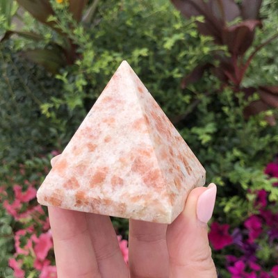 Pink Orange Sunstone Natural Crystal Pyramid Chakra Sacral Gemstone Medium