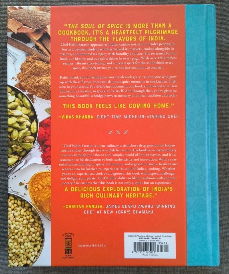 The Soul of Spice Keith Sarasin NEW Hardcover Indian Cooking Regional Cuisine Foto 2 de 2