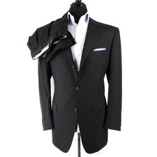 Canali Italy Exclusive Tropic Wool Double Stripe 150s Suit 52 L IT 42 L US