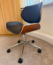 Faux Leather Office Chair, Wood Effect