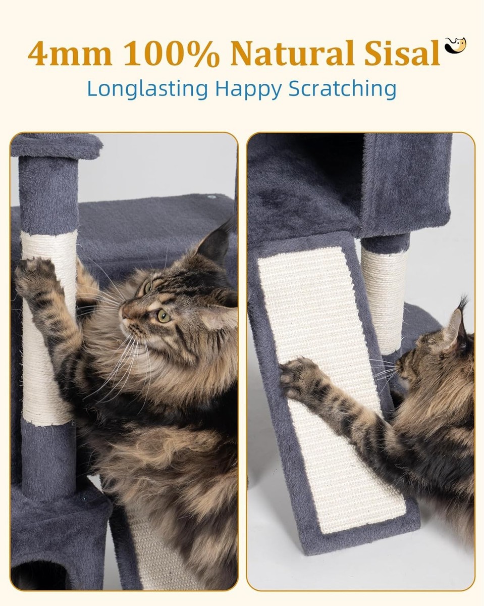 Cat Tree With Hammock And Perch Aechonow 61-Inch Cat Tree For Large ...