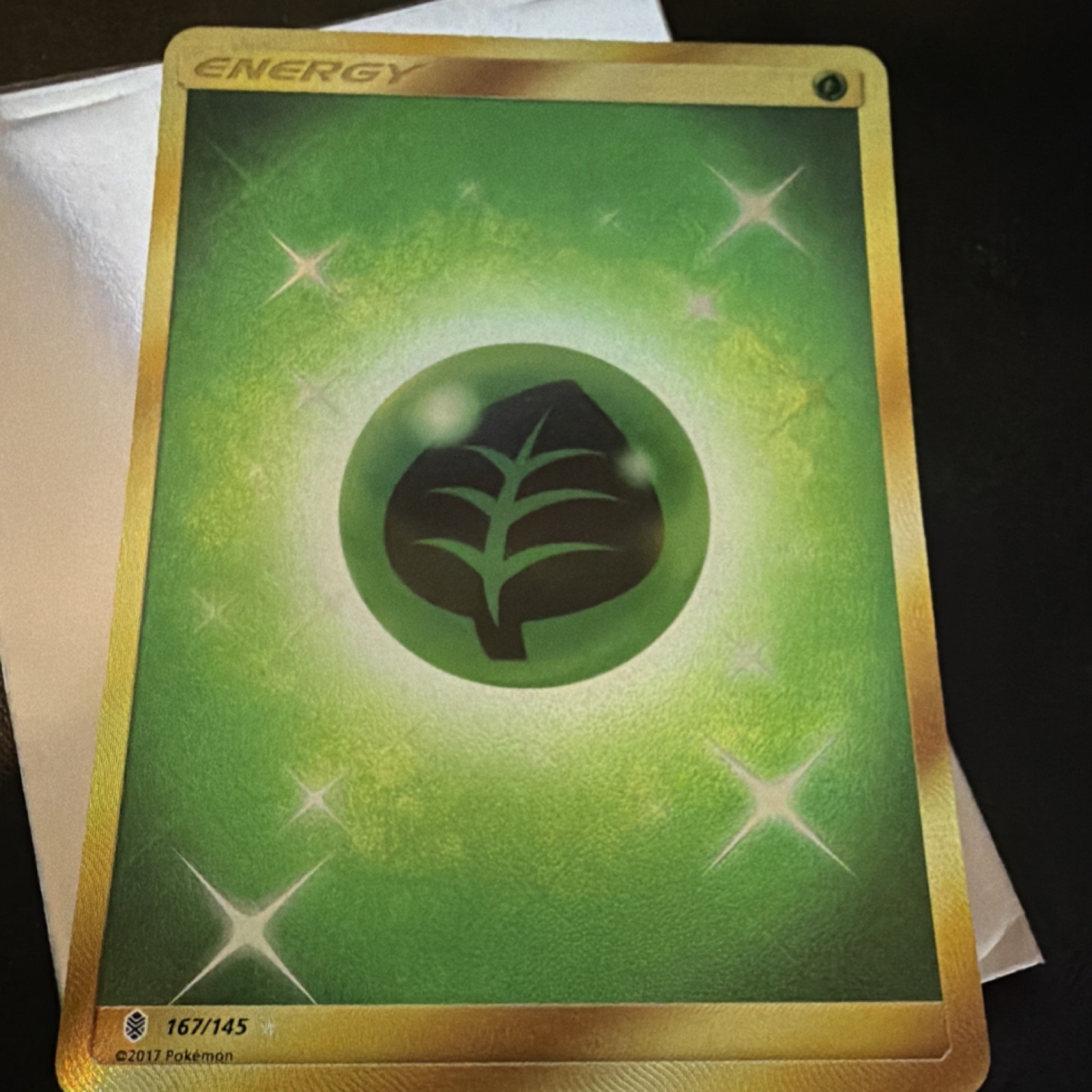 2017 Pokémon TCG Sun & Moon #167/145 Grass Energy Basic Energy Holo Card