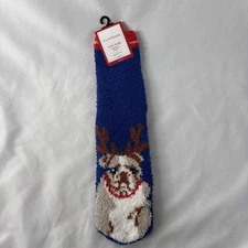 Club Room Xmas Bulldog Novelty Christmas Crew Socks Non-Slip Grip OSFM