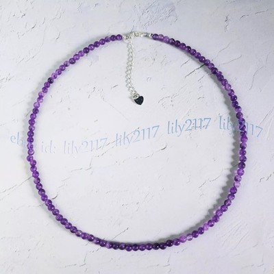 Small 4mm Natural Purple Amethyst Gemstone Round Beads Necklace Jewelry 14-48''