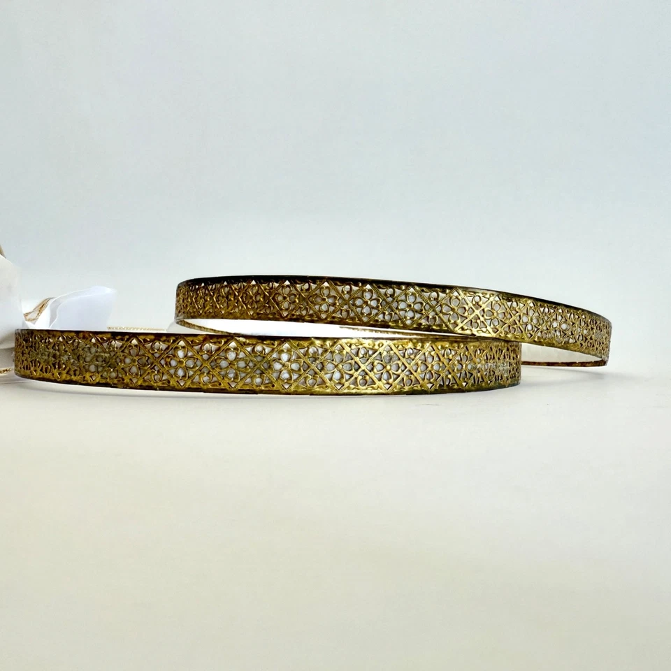 Eastern Orthodox Wedding Crowns Gold with White Ribbon - Metal Cross Stefana  - Image 4 of 4