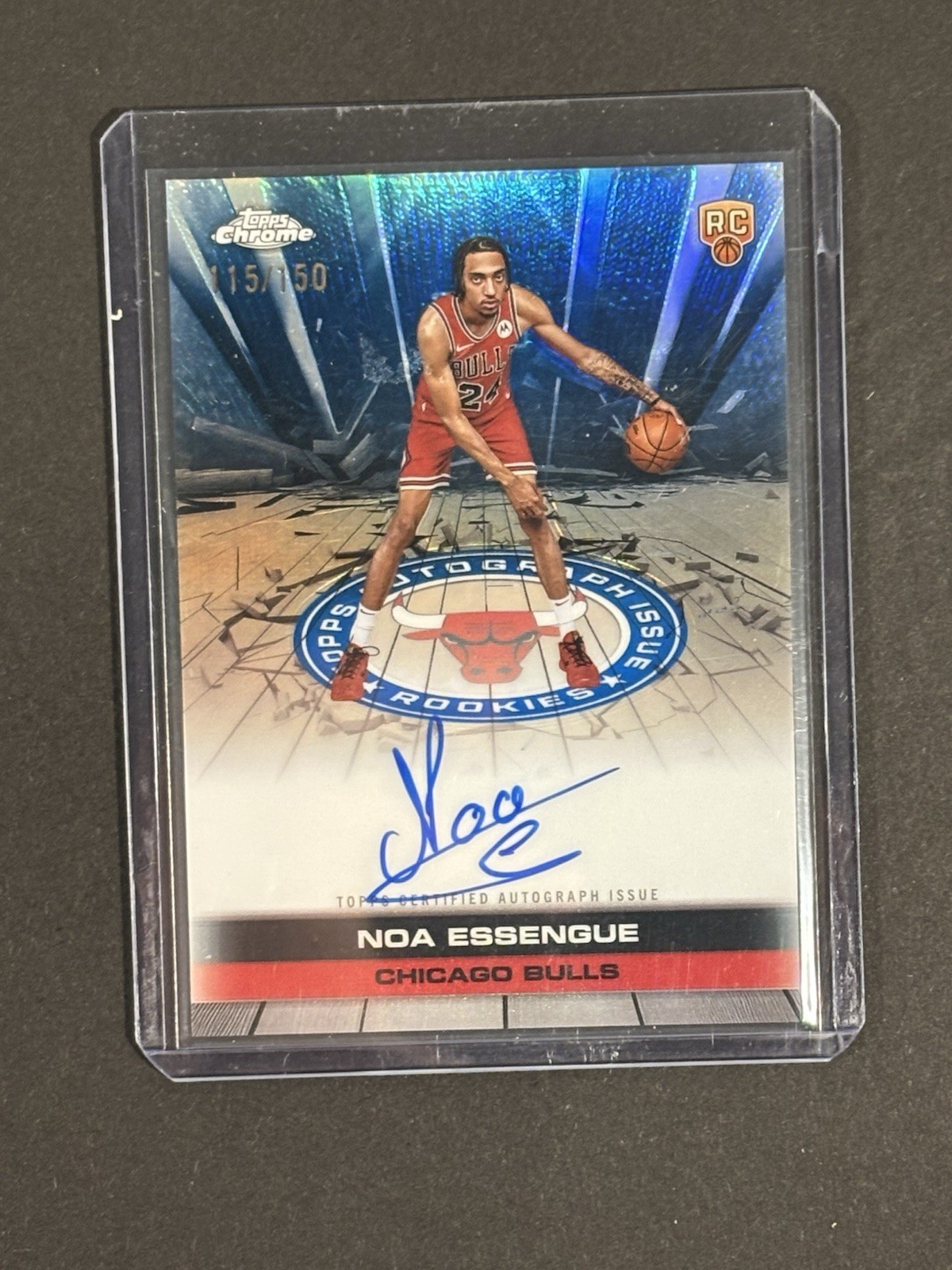 NOA ESSENGUE 2025-26 TOPPS CHROME AUTO ISSUE ROOKIE BLUE REFRACTOR RC /150