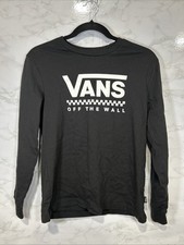 Image of Vans Off The Wall Logo Black Long Sleeve T-Shirt Women Sz X-Small