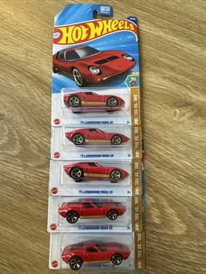 Lot of 5   Hot Wheels  71 Lamborghini Miura SV Red 78/250   2025 70s Vs 90s