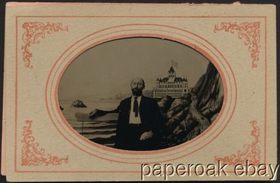 Original 1906 Man With San Francisco Cliff House Backdrop Tintype