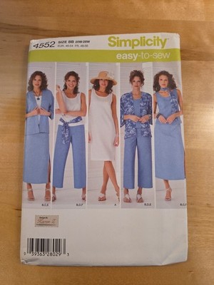 Simplicity 4552 Plus Size Skirt Capris Dress Top Kimono  20W 28W Pattern UNCUT