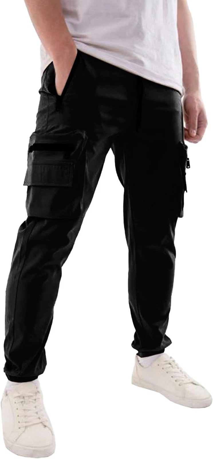 Soulstar Lightweight Mens Cargo Pants Black Stylish Tracksuit Bottoms Trackpants
