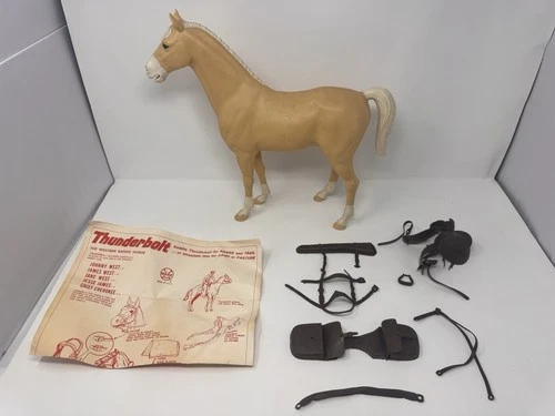 Vintage Johnny West Thunderbolt Horse Palomino Tan White Accessories Marx #2061