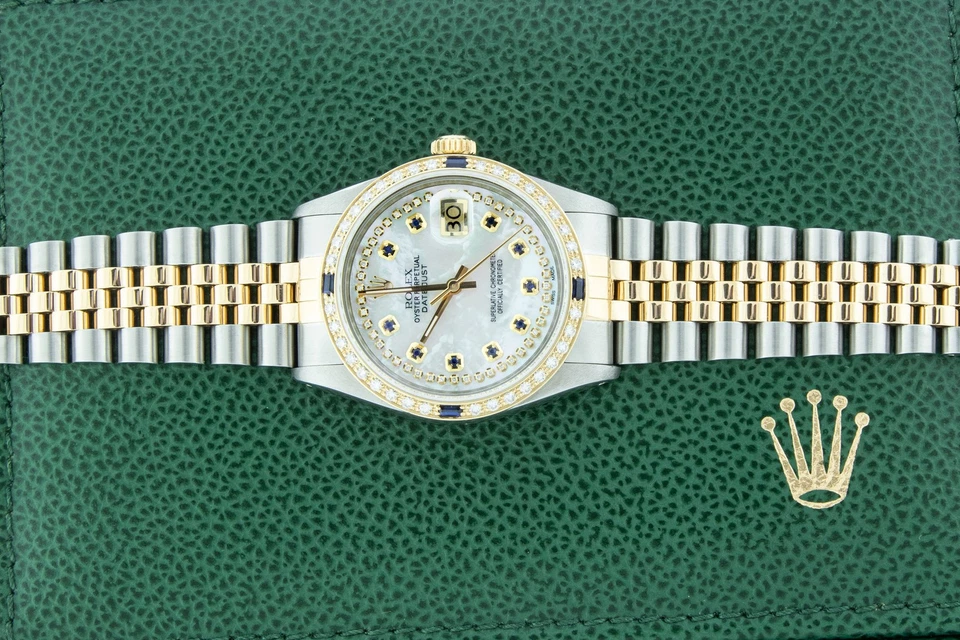 RELOJ ROLEX DATEJUST PARA HOMBRE ESFERA DE DOS TONOS MOPA DIAMANTE - BISEL DIAMANTE ORO 18K Foto 4 de 4
