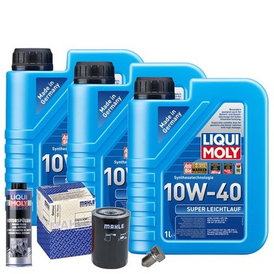 Motoröl 10W40 LIQUI MOLY 3L+MAHLE Ölfilter+Spülung+Ölablassschraube