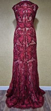 PHASE EIGHT Dress Sz 14 Red maxi party long evening Wedding Guest tapework Lace