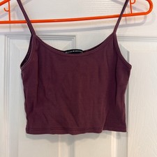 Brandy Melville Burgundy Ribbed Cropped Spaghetti Strap Tank Top