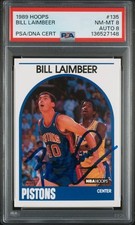 BILL LAIMBEER SIGNED DETROIT PISTONS 1989 HOOPS #135 PSA 8 AUTO 8