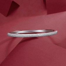 Real D Color VVS1 Moissanite Bangle Bracelet 925 Sterling Silver GRA PASS TESTER