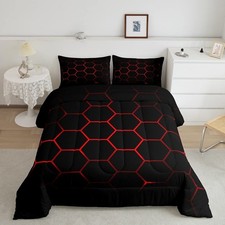 Boys Honeycomb Comforter for Kids Men Girls Modern Geometric Hexagon Theme Be...