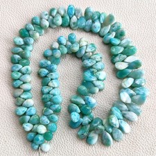 Dominican Larimar 8x6-11x7mm Smooth Pear Beads 17" Strand DIY Jewelry Making Gem