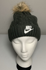 Nike Women's Cuffed Knit Beanie Gray With Gray Faux Fur Lining Athletic Warm