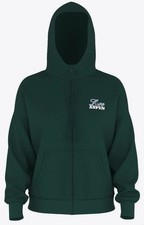 Victoria's Secret PINK M Ivy Fleece Campus Full-Zip Hoodie Deep Forest Aspen