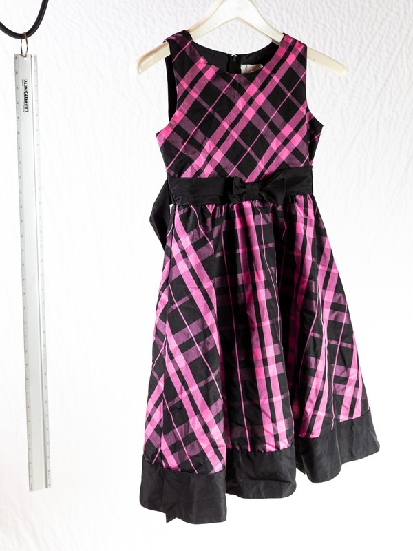 Rare Editions Black & Pink plaid holiday Dress size about 6T