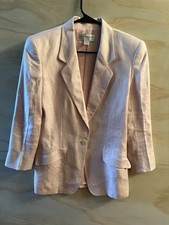 Vintage 90's Liz Claiborne Light Pink Linen Single Button Blazer Size 8