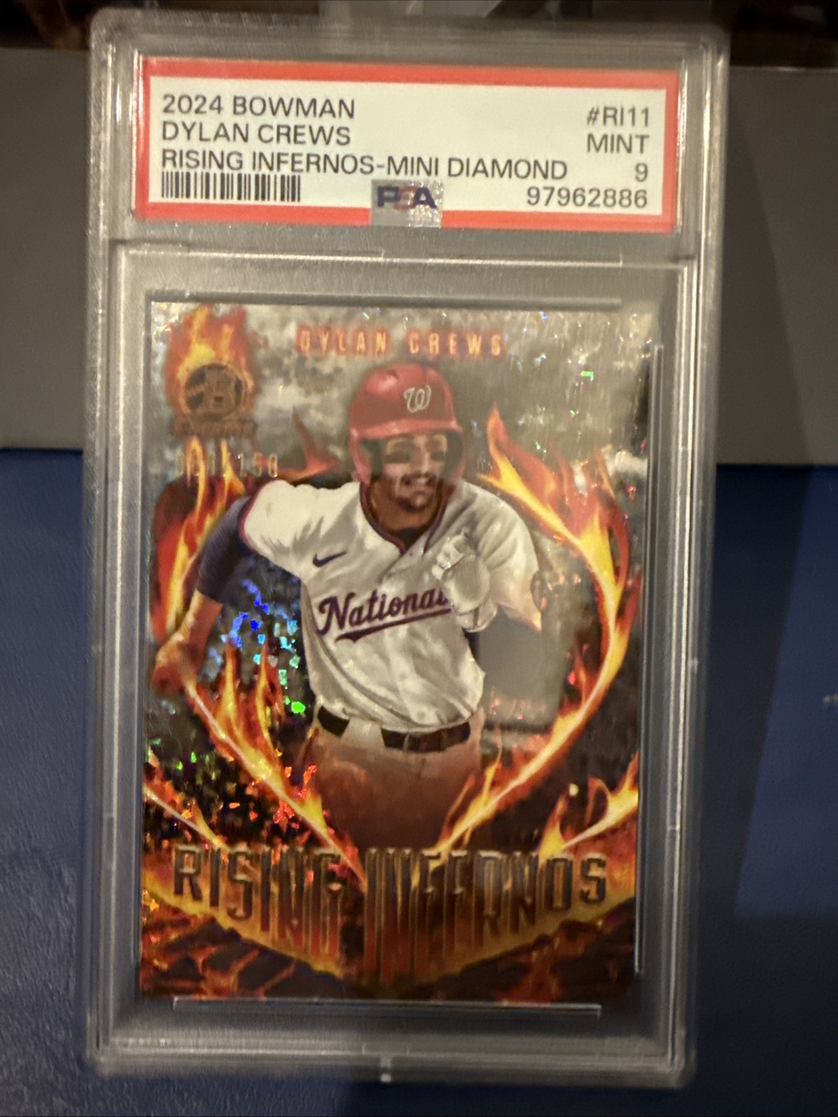 2024 Bowman Rising Infernos Dylan Crews #RI11 Mini-Diamond Refractor /150 PSA 9