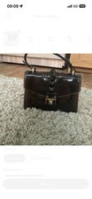 Black Patent Leather Bag with Gold Hardware and Studs Very Good Condition