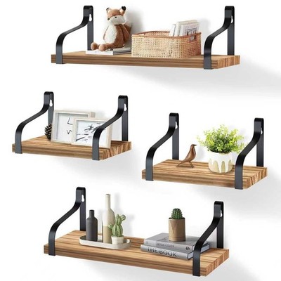 SET X4 Holz Schwebendes Wandregal Display Aufbewahrung Regale Einheit Dekor Zuhause Rustikal