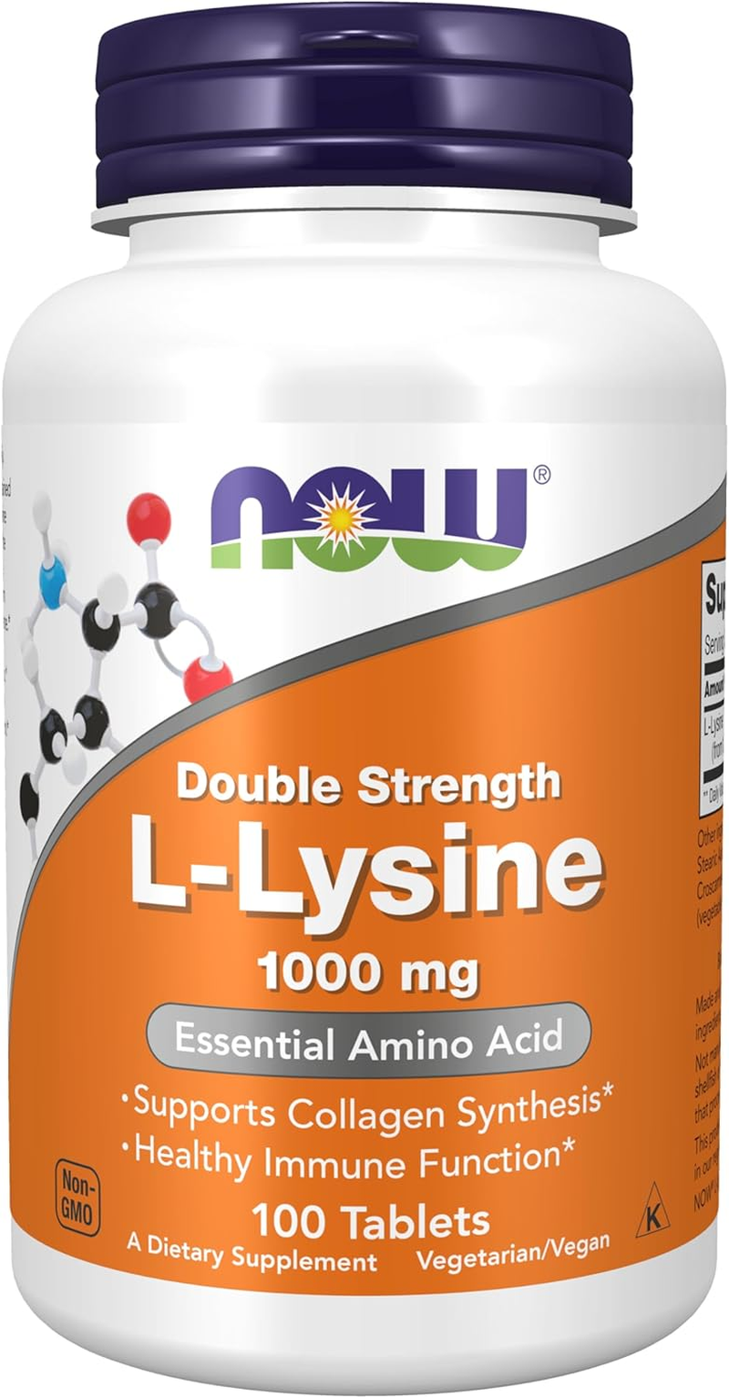 NOW Foods Supplements, (L-Lysine Hydrochloride) 1,000 Mg, Double Strength, Amino