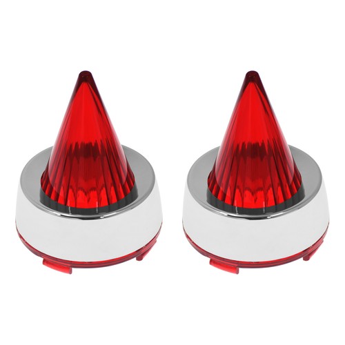 Chrome Bullet Turn Signal Lights Light Bezel Red Lens Cone Cover Cap For Harley - Picture 12 of 14