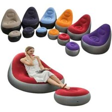 POLTRONA GONFIABILE CON POGGIAPIEDI POUF CHAISE LONGUE PER GIARDINO CASA RELAX