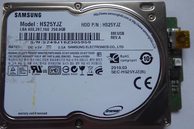 Samsung HS25YJZ 2010.03 - 250GB 1.8 inch HD for data recovery / for data recovery